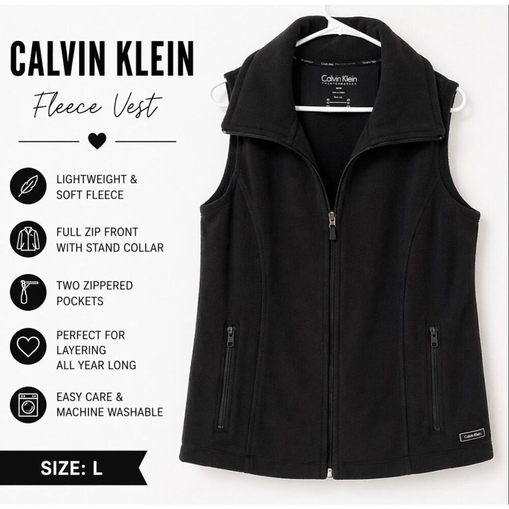 Calvin Klein Preformance Gray Grey Fleece Vest Women’s Size Large